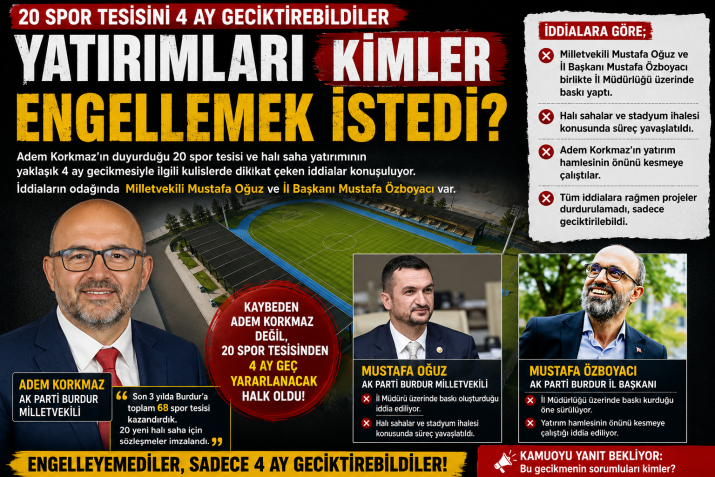 20 SPOR TESİSİNİ HANGİ BÜROKRAT VE SİYASİLER GECİKTİRDİ!