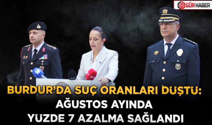 BURDUR’DA SUÇ ORANLARI DÜŞTÜ: AĞUSTOS AYINDA YÜZDE 7 AZALMA SAĞLANDI