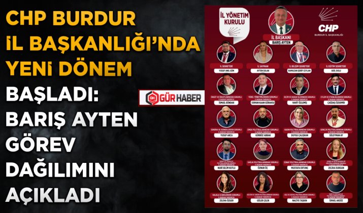 CHP BURDUR İL BAŞKANLIĞI'NDA YENİ DÖNEM BAŞLADI: BARIŞ AYTEN GÖREV DAĞILIMINI AÇIKLADI