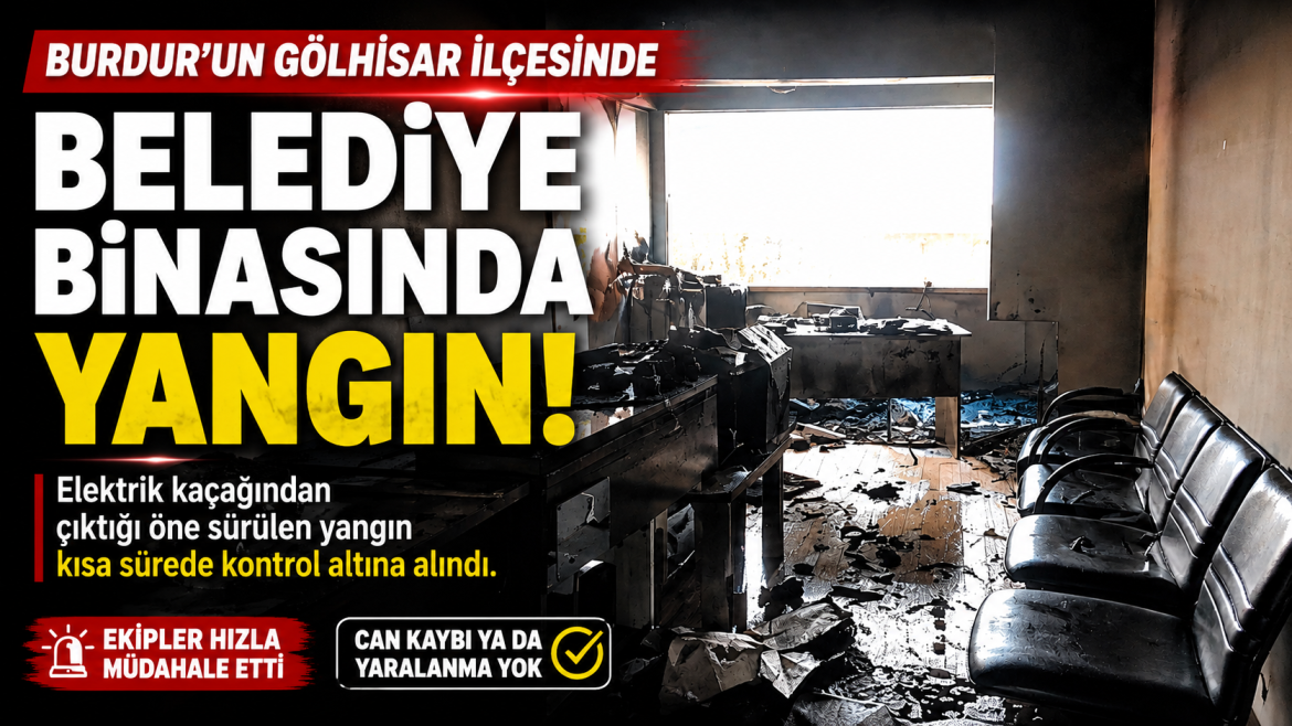 GÖLHİSAR BELEDİYE BİNASINDA YANGIN