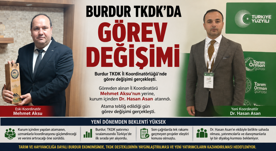BURDUR TKDK' DA GÖREV DEĞİŞİMİ. DR HASAN ASAN KOLTUĞUNA OTURDU
