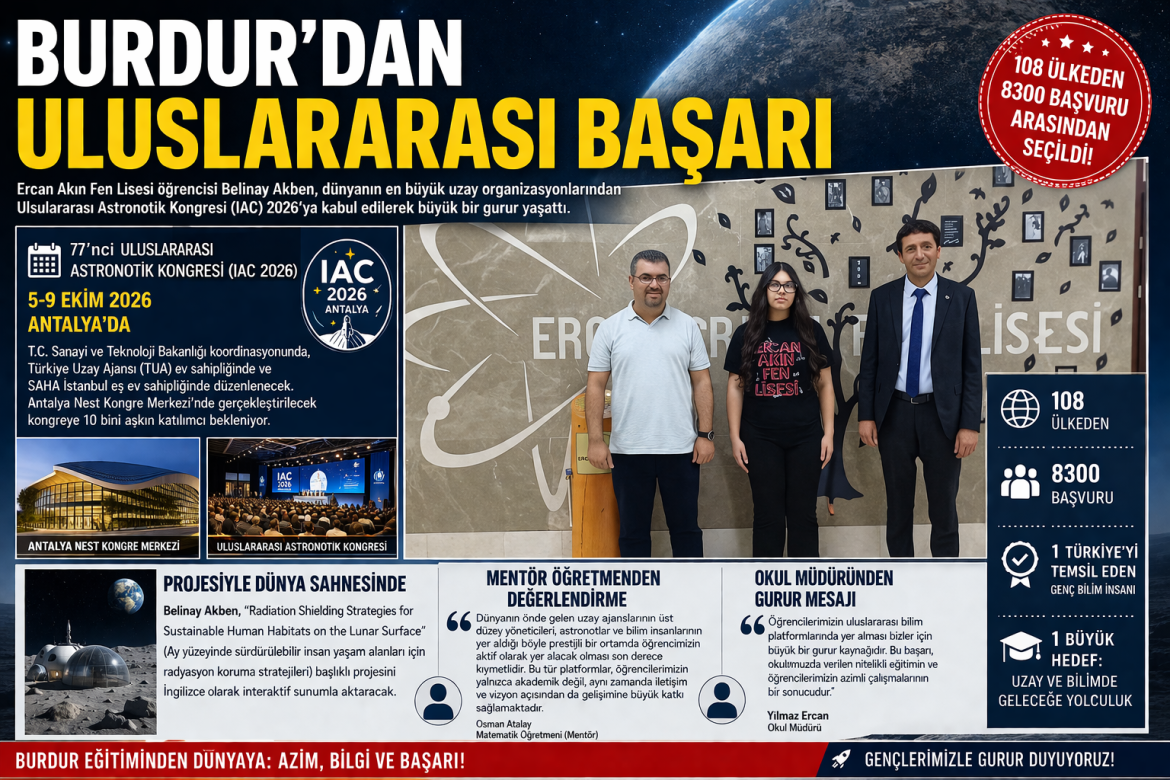 BURDURLU FEN LİSEDİ ÖĞRENCİSİ ULUSLARARASI YARIŞMADA DERECEYE GİRDİ