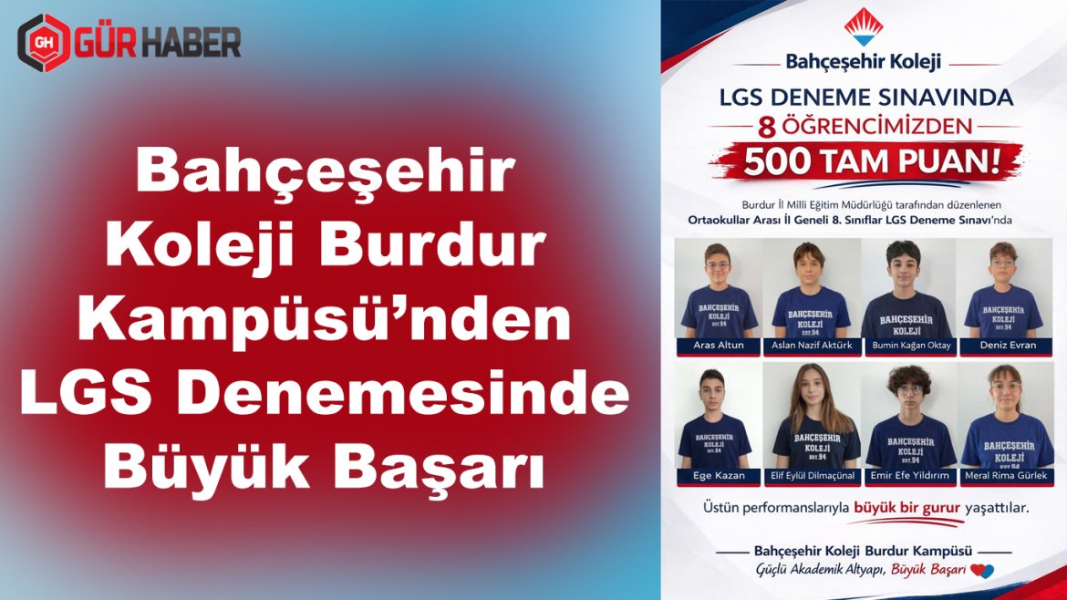 Bahçeşehir Koleji Burdur Kampüsü'nden LGS Denemesinde Büyük Başarı