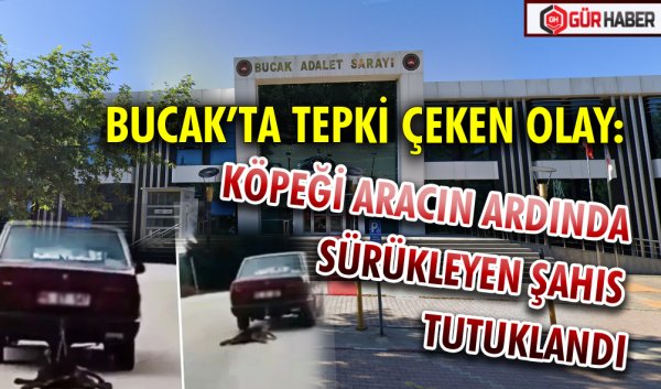 BUCAK’TA TEPKİ ÇEKEN OLAY: KÖPEĞİ ARACIN ARDINDA SÜRÜKLEYEN ŞAHIS TUTUKLANDI