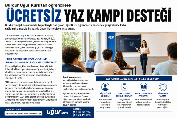 BURDUR UĞUR KURS YAZ DÖNEMİNİ EĞİTİMLERİ ÜCRETSİZ