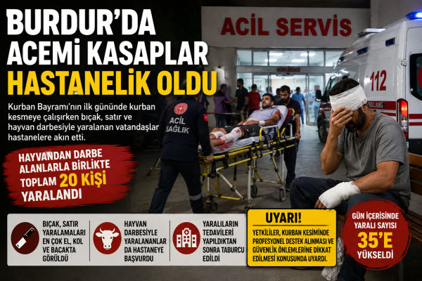 BURDUR'DA 35 ACEMİ KASAP YARALANDI