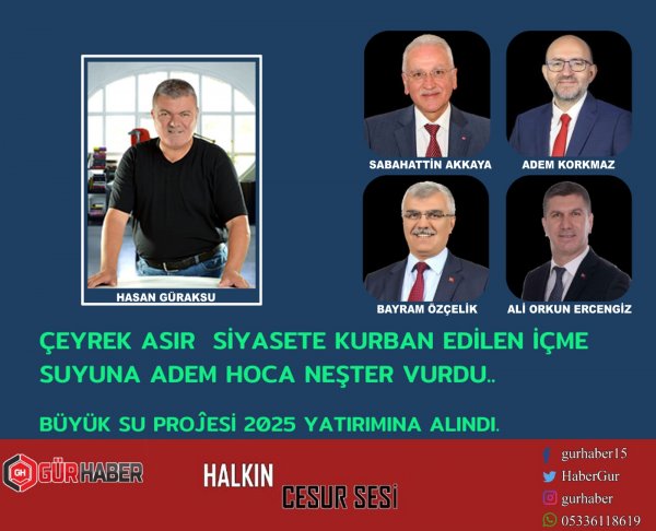 ÇEYREK ASIRDIR ÇEĶİLEN SU SORUNUNA ADEM HOCA NEŞTERİ 