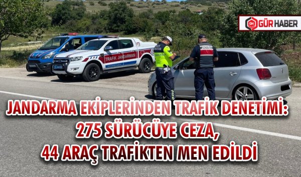 JANDARMA EKİPLERİNDEN TRAFİK DENETİMİ: 275 SÜRÜCÜYE CEZA, 44 ARAÇ TRAFİKTEN MEN EDİLDİ