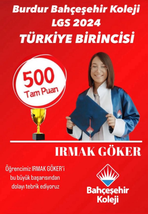 TÜRKİYE BİRİNCİSİ BAHÇEŞEHİR KOLEJİNDEN