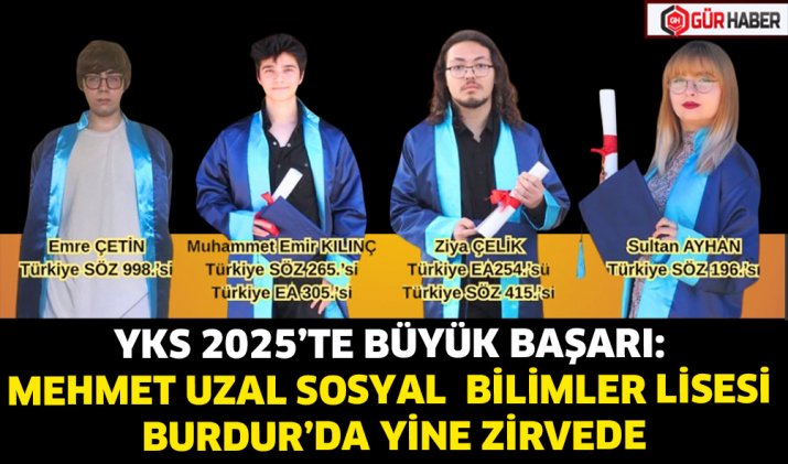 YKS 2025’TE BÜYÜK BAŞARI: MEHMET UZAL SOSYAL BİLİMLER LİSESİ BURDUR’DA YİNE ZİRVEDE
